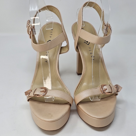 🆕️🆑️ Katy Perry The Noelle Heels | Ankle Strap Heart Buckle Details Tan 10 - Picture 3 of 13